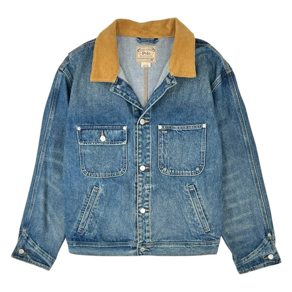 Polo Ralph Lauren Other - Polo Ralph Lauren Dungaree Denim Jacket - Medium Wash Blue With Corduroy Collar